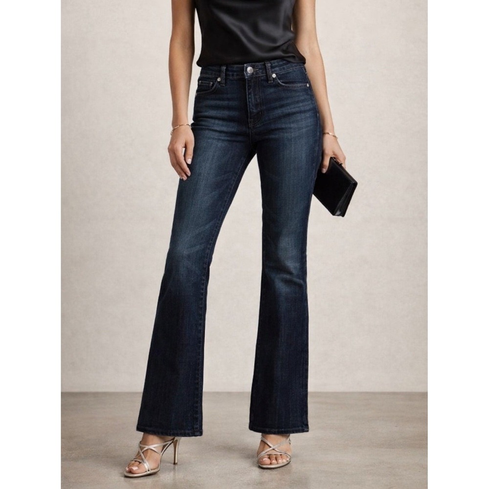 7 For All Mankind Kimmie Bootcut Jeans Women's 26 Dark Wash Stretch USA Classic - Picture 1 of 9